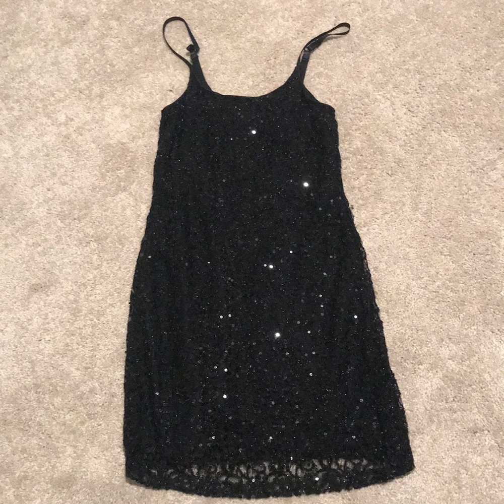 Black Sequin Mini Dress